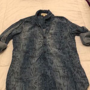 Blue button down tab shirt
